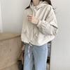 Autumn Vintage Korean Hooded Zipper Casual Solid Color Long Sleeve Jacket for Women