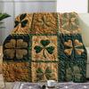 St. Patrick's Shamrock Flannel Blanket - Vintage Clover Print, Soft All-Season Throw for Sofa/Bed/Travel, Irish Gift