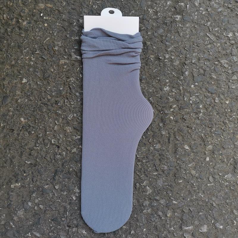 Women's Summer Thin Allpurpose Solid Color Retro Vertical Stripe In The Long Tube Pile Socks