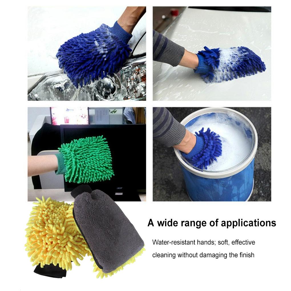 Car Wash Glove Coral Mitt Soft Anti-scratch for Car Wash Multifunction Thick Cleaning Glove Car Wax Detailing Brush Colorful