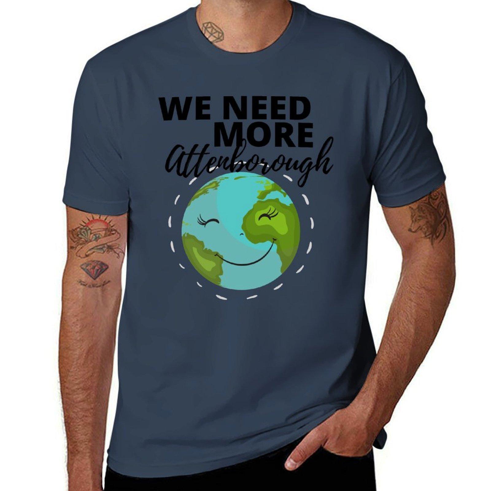 We Need More Attenborough TShirt Vintage Print Crew Neck Tee S