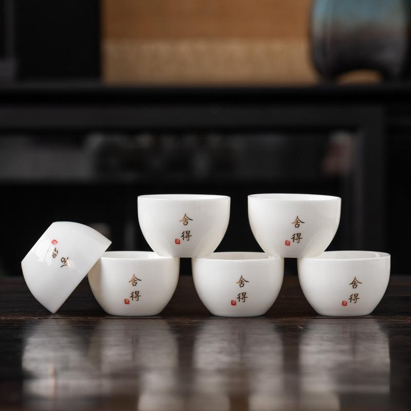 Suet Jade Ceramic Tea Cup Small Cup Kung Fu Tea Set Gold-painted High-end Tea Bowl Home Modern Light Luxury