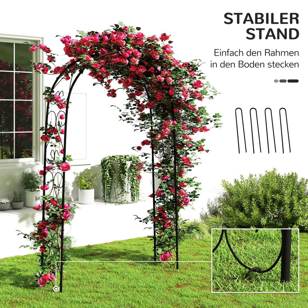 Garden Arch, Vintage Design, 125 X 37 X 230 Cm, Black