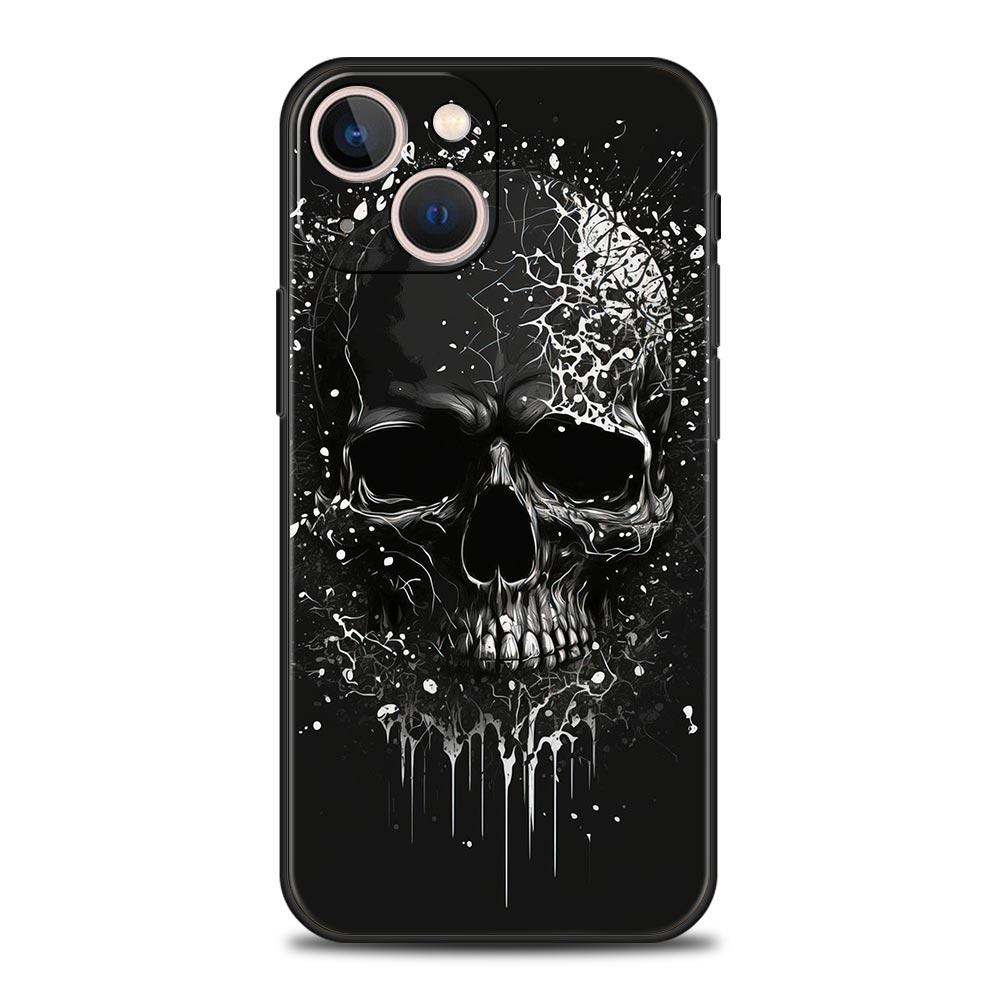 

Phone Case Cover for iPhone 17 Pro Max 16 15 14 13 12 11 Pro Max Plus 17AIR Shockproof Soft TPU Shell Terror Black Skull Fundas iPhone 17ProMax
