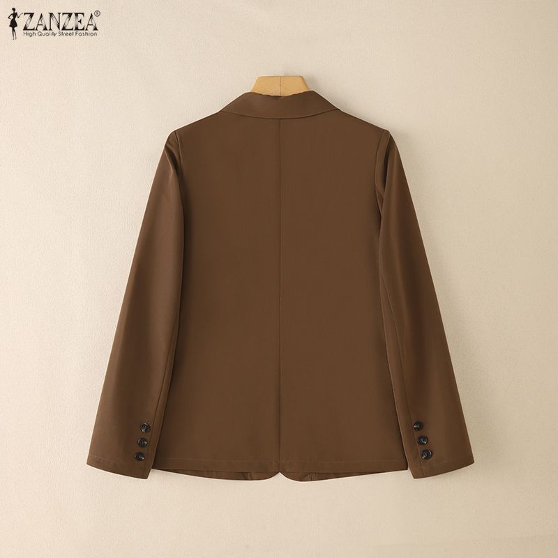 ZANZEA Women Notched Lapel Casual Long Sleeve Thin Cardigan Blazer