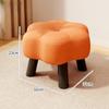 Wooden Low Stool Luxury Flower-Shaped Solid Wood Ottoman Sturdy Durable Seating Bench for Living Room Long-Time Sitting