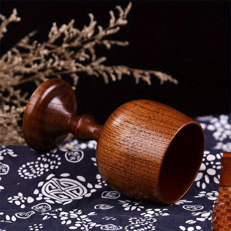 Handmade natural wooden classical wine glasses Eco-friendly round wine and tea cup Solid wood goblet Beverage utensils