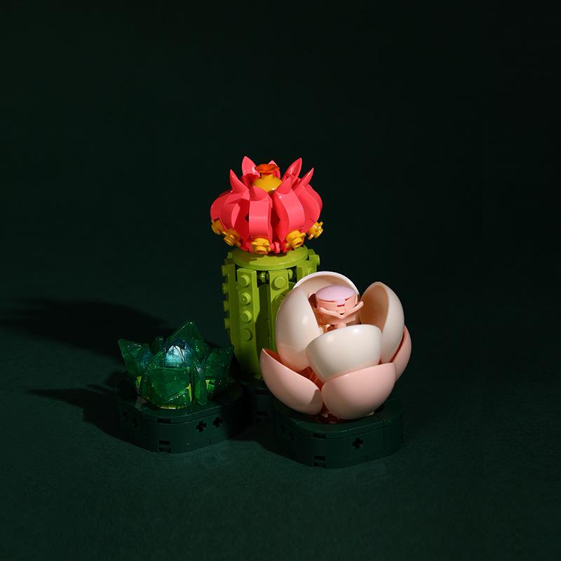 Jiaqi JK2725 Simulation Succulent Plant Mosaic Building Blocks Toy 30.5*5*18.9
