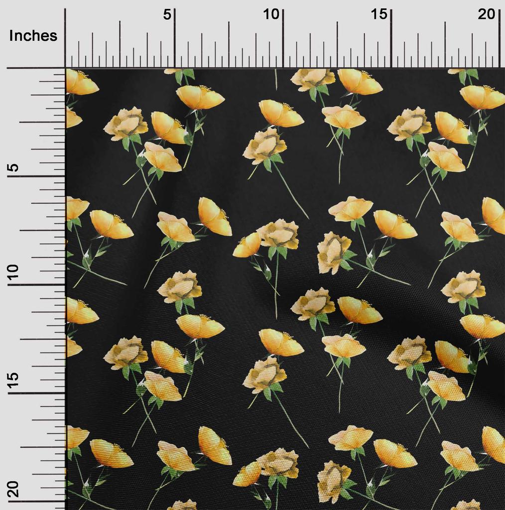 oneOone Cotton Flex Cream Fabric Flower & Leaves Watercolor Sewing Fabric By The Yard Print Diy Clothing Sewing 40 Inche