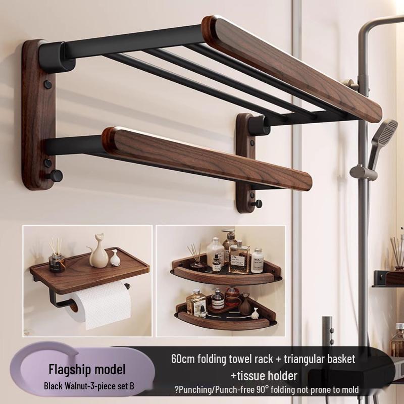 

Handun Walnut Towel Rack & Bathroom Shelf