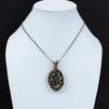Silver Sheen Obsidian Gemstone Pure Copper Wire Wrapped Handmade Jewelry Pendant For Her