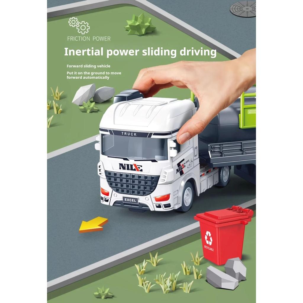1/14 Children's Inertia Pull-Back Car Model Toy Engineering Car Model Fire Truck Model Car Boy Gift