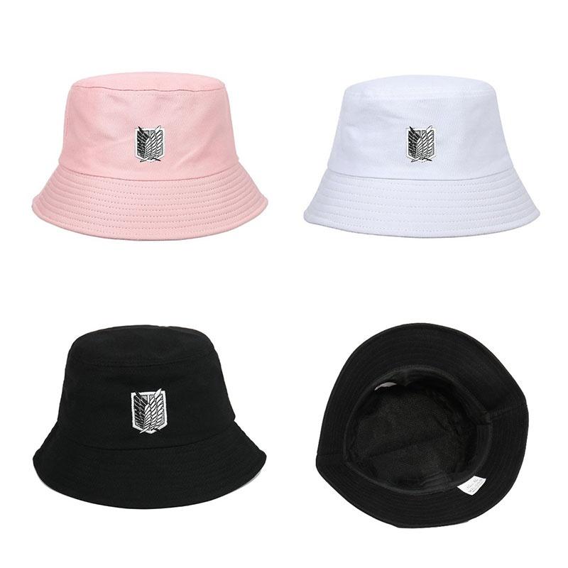Stylish Attack On Titan Flat Top Basin Hat For Beach And Outdoor Activities, Sun-proof Wide Brim Bucket Hat