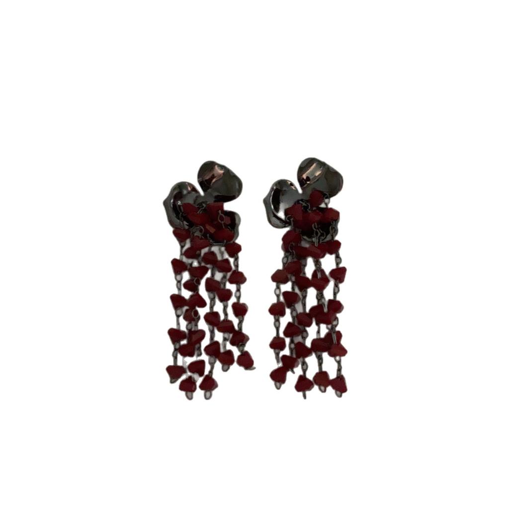 Cool And Elegant Crystal Beaded Fringed Earrings, Earrings, Flower Earrings, Light Luxury, Niche Temperament, Light Gorgeous And Romantic
