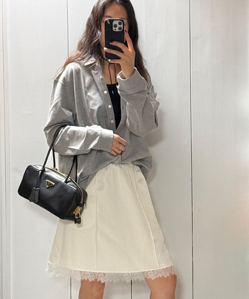 FRITUR Pintuck Satin Midi Skirt White_F261Sk05