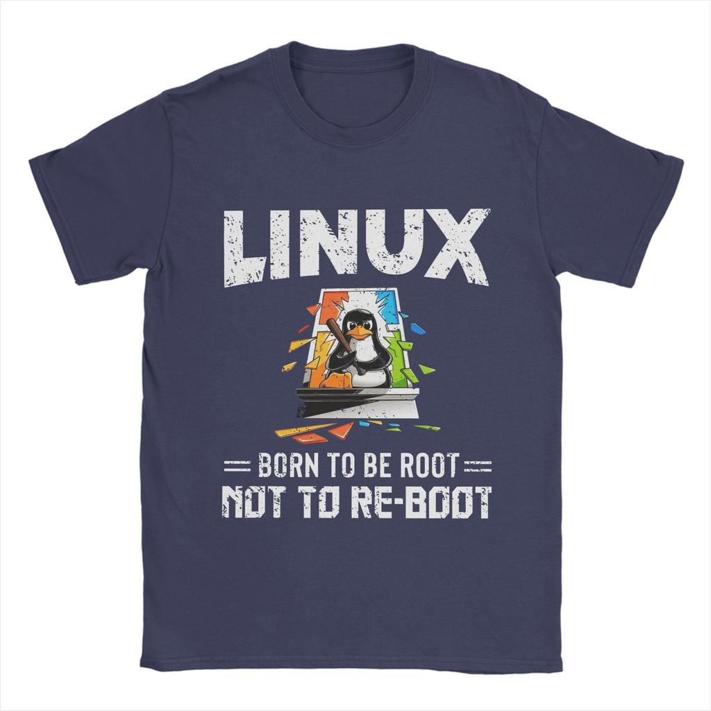 Men T-Shirts Linux   Windows Vintage Cotton Tees Short Sleeve  T Shirt Crew Neck Tops 4XL 5XL