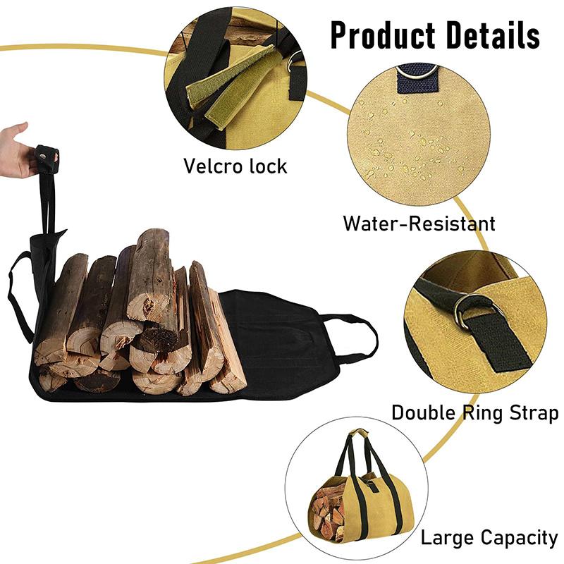 1pc Firewood Log Carrier Tote Bag, Canvas Firewood Holder, Extra Large Durable For Fireplaces, Wood Stoves, Firewood, Logs, Camp