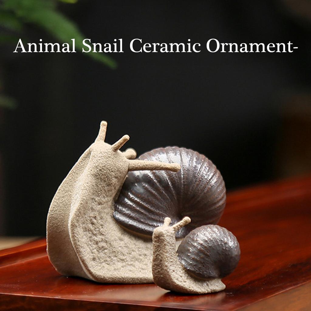 Snail Miniature Figurine Model Coarse Pottery Ceramics Snail Statue Ornament for Fairys Garden Landscape Decoration