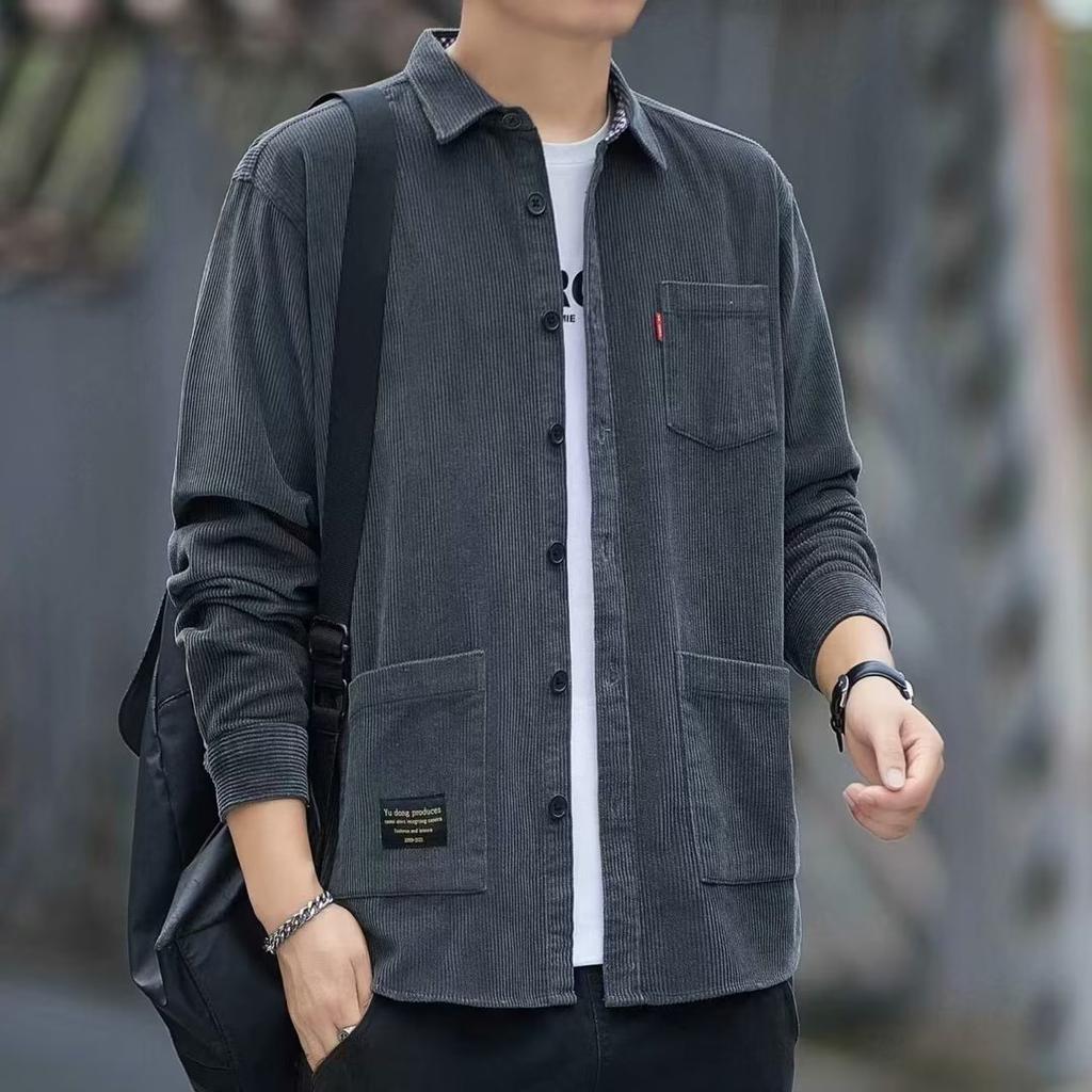 Men's Loose Casual Long-sleeved Shirt Jacket.