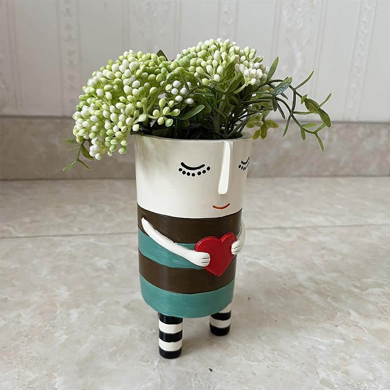 1PC Resin Vase Home Decoration Resin Crafts Unique Colored Vase Gift Hand-made Vase For Home Bedroom 2 styles