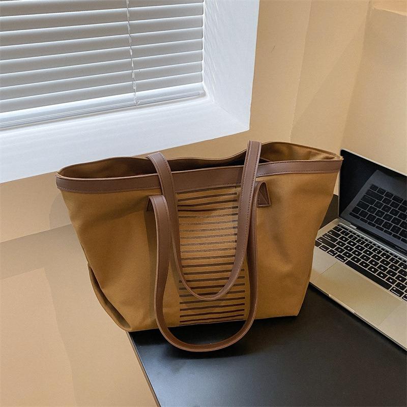 

Сумки Женские сумки-тоут Новые портативные холщовые сумки большой вместимости Студенческие сумки через плечо для поездок на занятия темно-коричневого