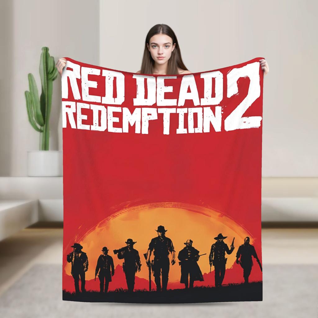 Red Dead Redemption 2  Warm Soft Blanket  Students Plush Bedding Throws Pattern Couch Chair Flannel Bedspread Sofa Bed Cover