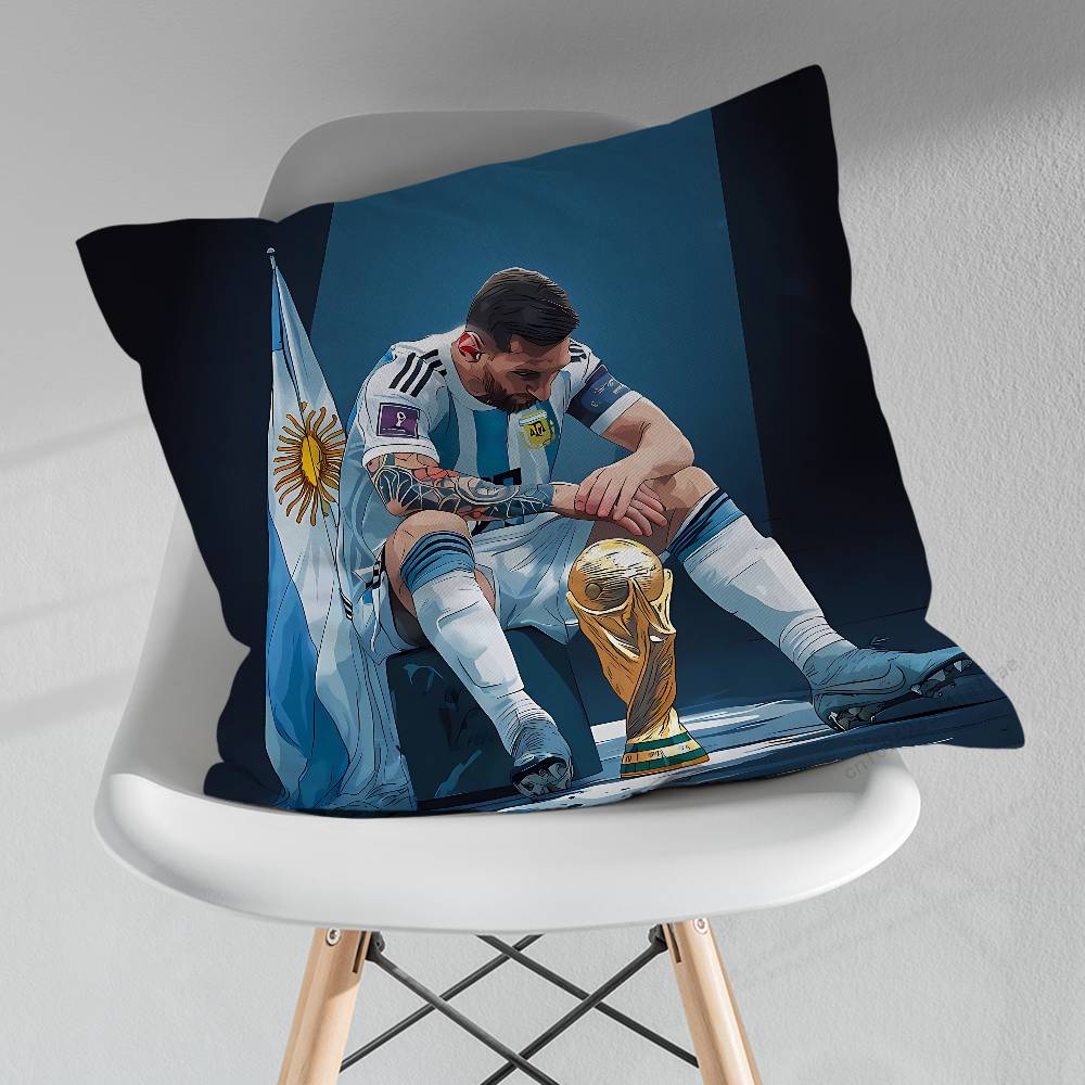 Funda de Almohada Decorativa Cool de Fútbol MMessis Funda de Cojín para Sofá de Sala de Estar Para Decoración del Hogar Dormitorio Protector