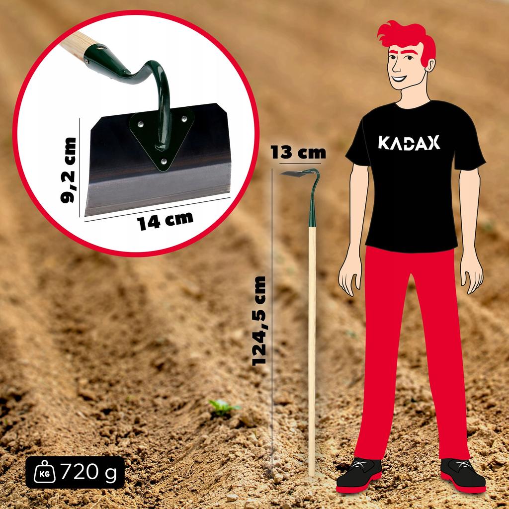 KADAX Large Hardened Hoe With Handle Garden