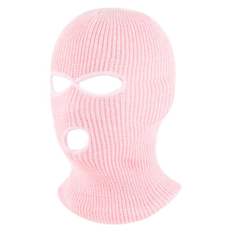

Winter Riding Mask 3 Hole Full Face Cover Ski Mask Hat Outdoor Balaclava Knitted Neck Warm Caps Snowboarding Men Women Face Mask рожевий