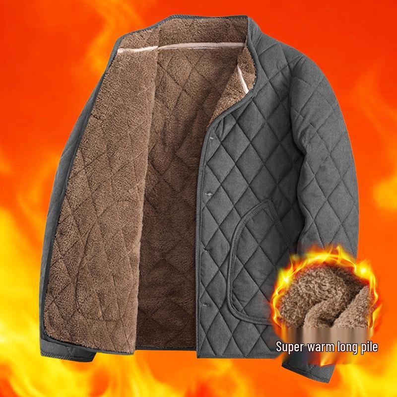 

Мужская теплая вельветовая куртка на флисовой подкладке для осени и зимы 4XL [140-160 lbs] серый