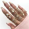 17Pcs/Set Bohemian Women Rhinestone Inlaid Flower Finger Ring Party Jewelry Gift