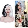 BERON Women's Short Curly Hair Black and White Yin-yang Wig Wavy Wig Halloween Cosplay Wig Headband
