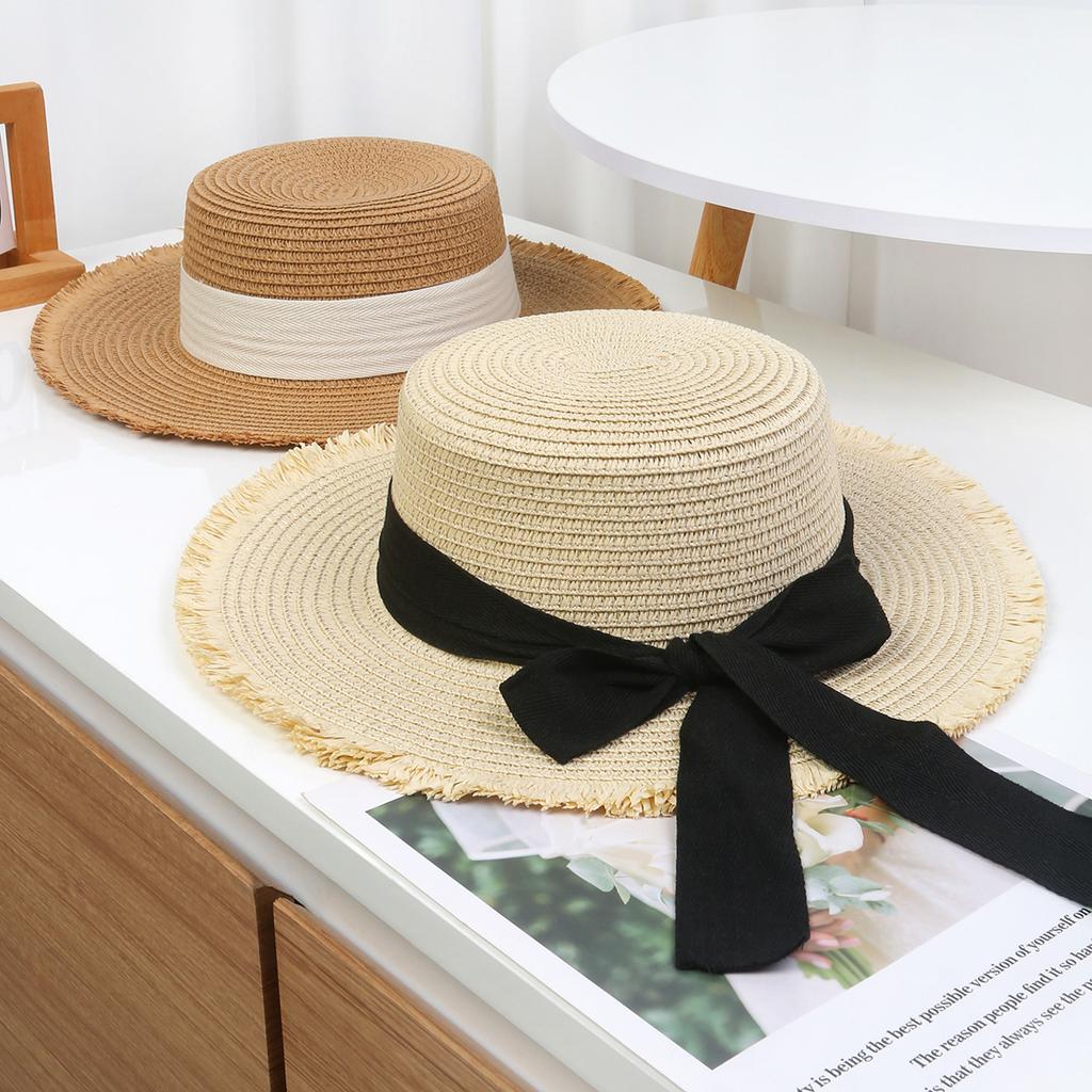 Spring Hat with Ribbon Design Versatile Straw Hat Breathable Sun Protection Sun Hat Summer Sun Hat with Large Edge