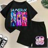 Moda Informal Estampado 3D Infantil Ola Coreana Cazador de Demonios Película Dibujos Animados Niños y Niñas Conjunto de Manga Corta