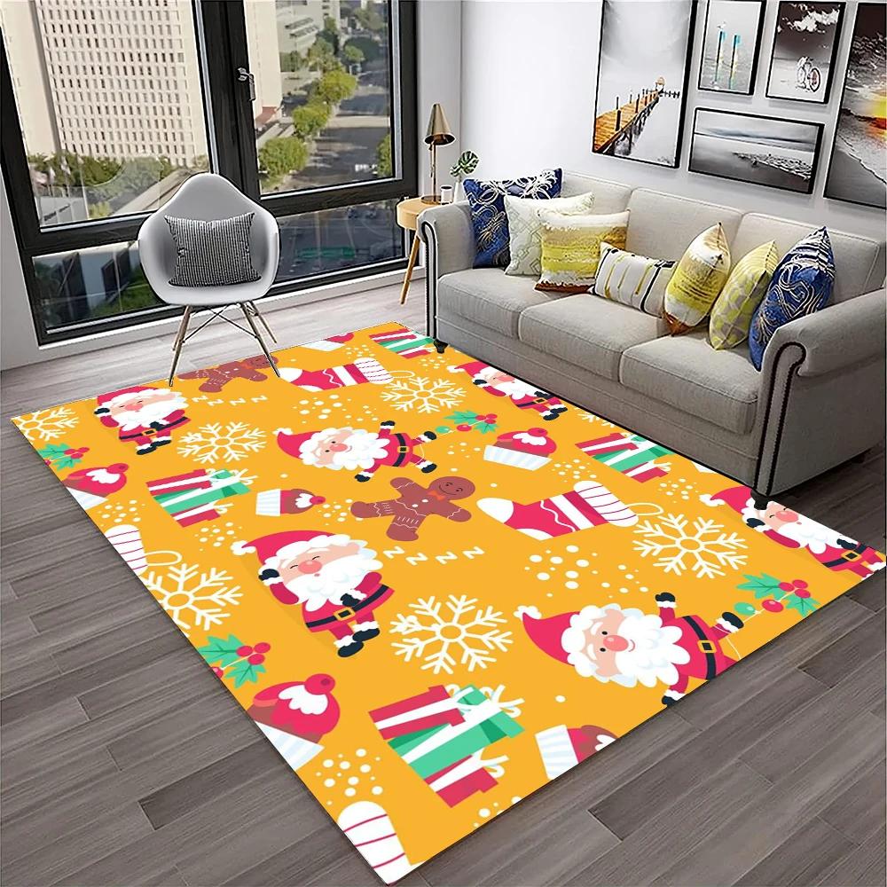 Alfombra con diseño de Papá Noel y árbol de Navidad para niños, regalo para el hogar, sala de estar, dormitorio, sofá, decoración, alfombrilla antideslizante