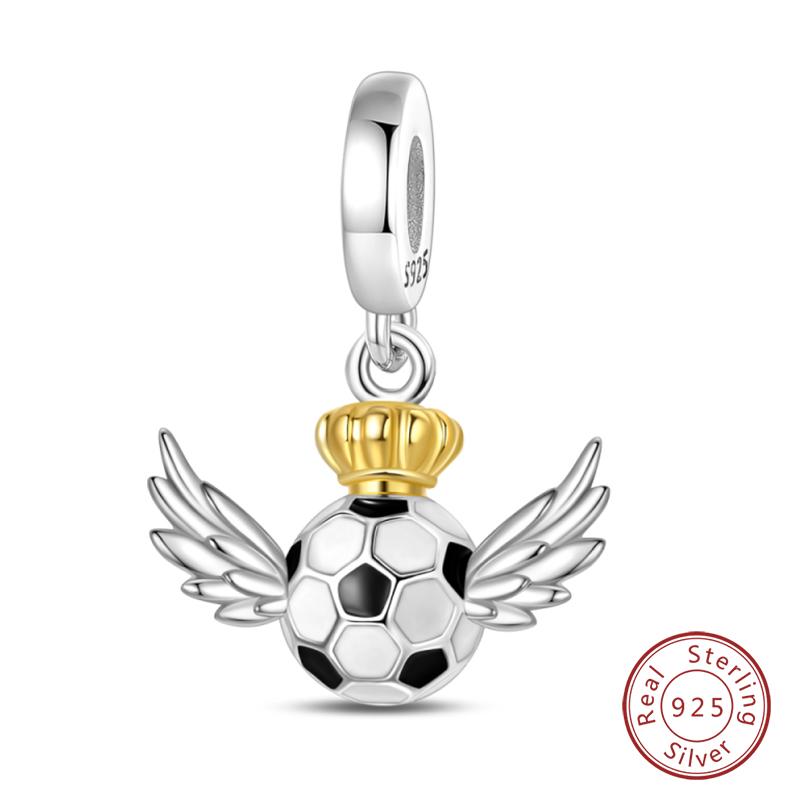 New In Copper Football Baseball Dumbbell Badminton Charms Beads Fit Qikaola Original Bracelet Fine Diy Jewelry Gift