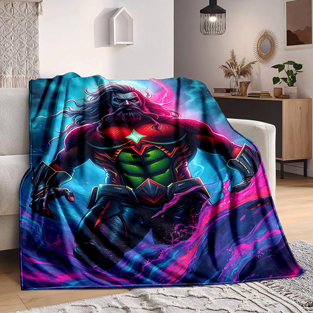 1pc Aquaman, Superhero Blanket | Polyester Fiber, All-Season Comfort for Sofa, Bed, Office, Car, Camping yy251021152