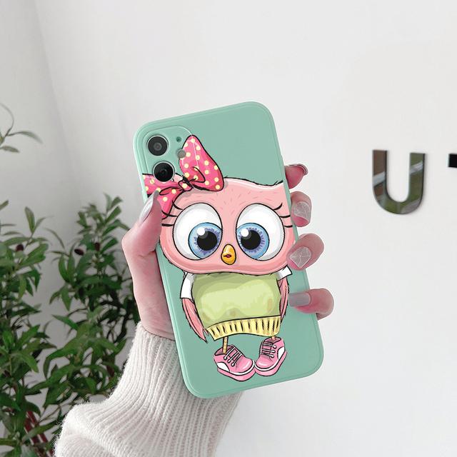 Cute Cartoon Animal Owl Case For Iphone Se2 Se3 2022 8 7 Plus X Xr Xs Soft Cover For Iphone 11 12 13 14 Pro Max Mini 14plus Capa