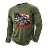 Men's Casual Long Sleeve Shirt Graphic Print Independence Day Style Lettering Design Crew Neck Comfortable Fit