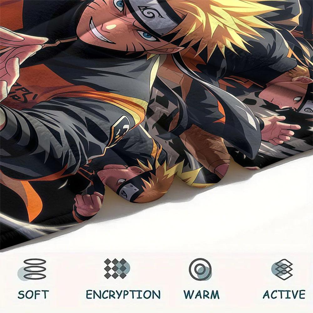 1Pc Naruto Lightning Print Flannel Blanket, High Quality Comfortable for All Seasons, Home Decor, Warmth and Comfort, Perfect for Christmas Gifts