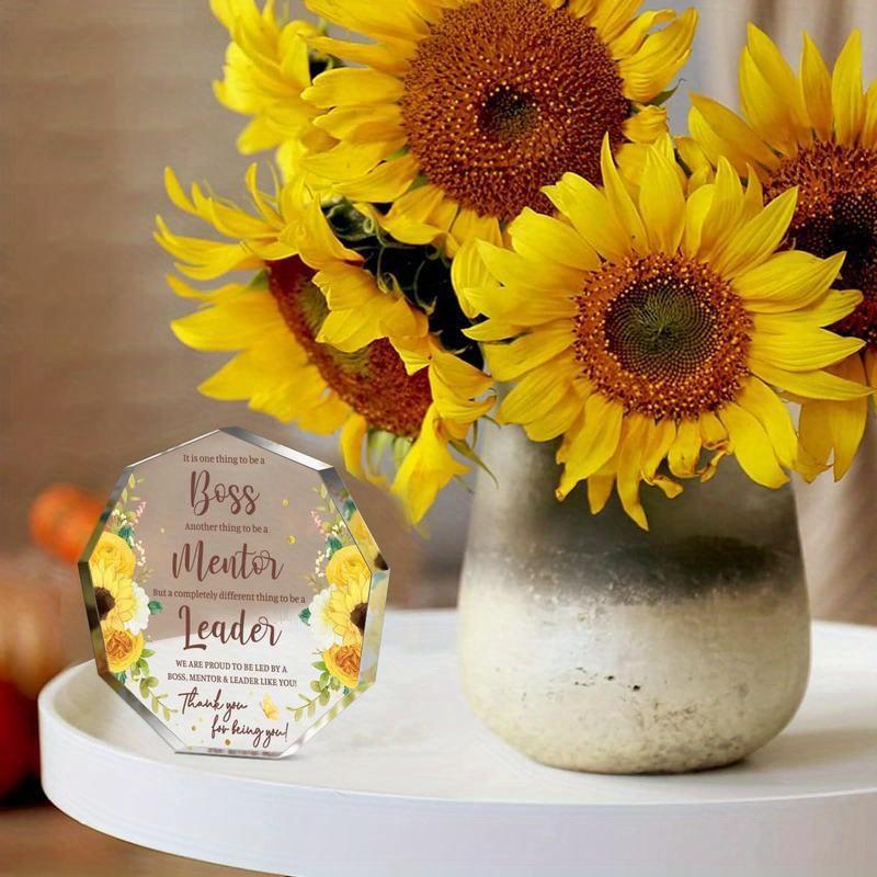 Sunflower Boss Lady Sign - 4x4 Inch Motivational Gift with Photography Utility