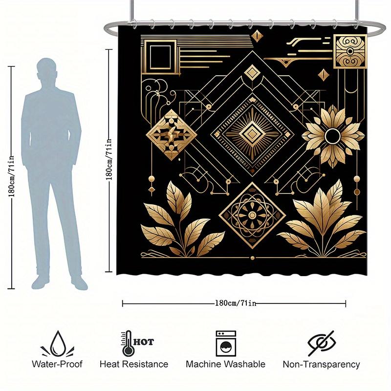 1/4 Set Einfaches Grünes Pflanzen Duschvorhang-Set Einfacher High-End Duschvorhang Kunstmuster Moderne Heim-Badezimmer-Dekoration
