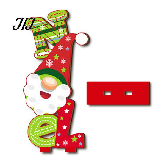 Double Sided Printed Decorations 2D Wooden Christmas Tabletop Ornaments, Xmas Tree Santa Lightweight Trees Snowman Sign with Stand, Holiday