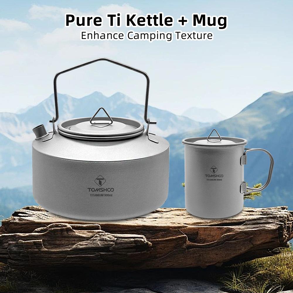 Camping vannkoker og reisekrussett Camp vannkoker for kokende vann Campingkopp og metallkopper til