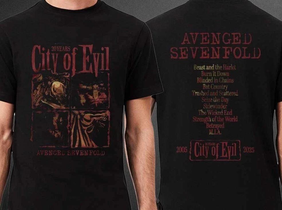 Avenged Sevenfold City Of Evil COE 20th Anniversary 2025 Unisex TShirt Fan Unisex T-Shirt L