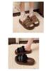 2025 Autumn/Winter Women's Furry Thick Sole Warm Slippers with One Strap and Belt Buckle