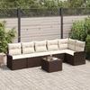 7 Piece Brown Garden Sofa Set with Cushions