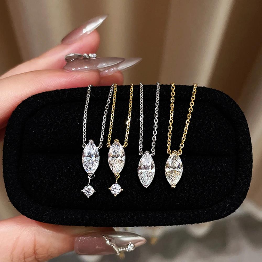 New  Sparkling Zircon Pendant Necklace for Women's - High-quality Gold/silver Collarbone Chain Anniversary Gift