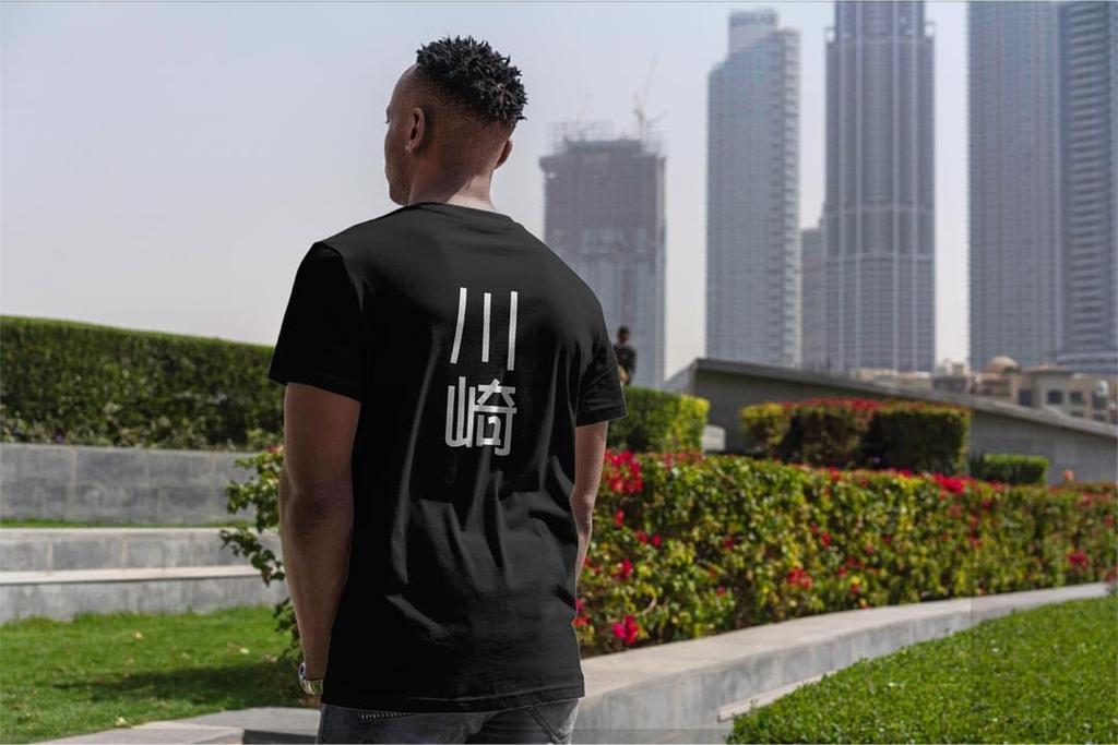 XS Size with Back Stylish Crew Black First Last 021127 [igsticker] Men's T-Shirt Print, Neck, Black, T-Shirt, Kawasaki, Name, Name,