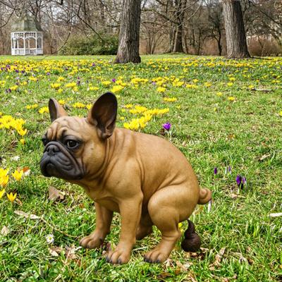 French Bulldog Garden Statue Lifelike Design Resin Dog Shape Figurine Ornament Home Garden Table Decor